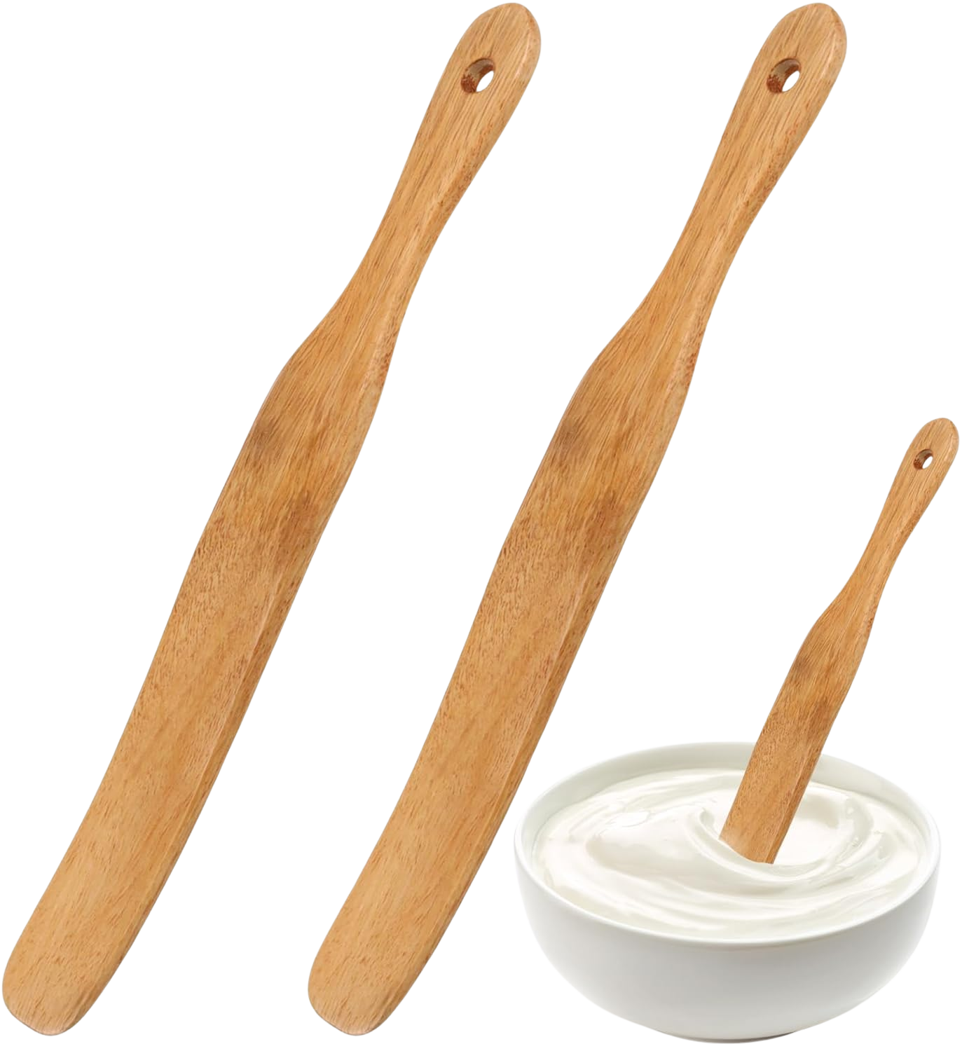 2 Stück Wooden Spatula, Sauerteig Zubehör, Sauerteigspatel Holzspurtle mit Aufhängeloch für Sauerteig Starter Holzbrotspatel zum Kochen Verteilen Backen