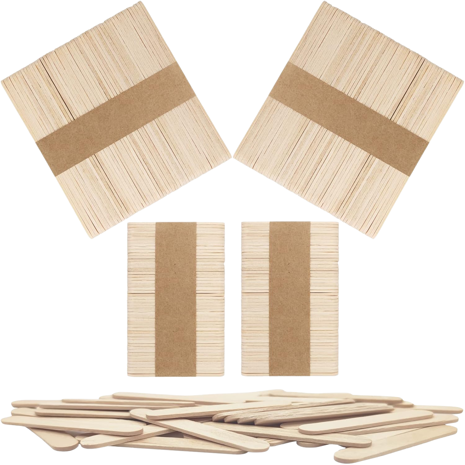 OWLKELA 200 Stück Holzstäbchen, Eisstiele aus Holz, Kombination aus Zwei Größen, Jeweils 100 Stück – 114 mm x 9 mm x 2 mm, 64 mm x 9 mm x 2 mm, Birke, Grundfarbe – Holzeisstiele, DIY