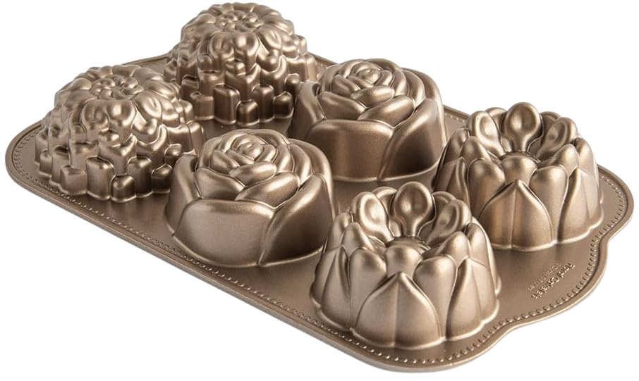 Nordic Ware Echte Blumenkuche Gugelhupfformen, Klassisch-Floral, Kuchenform, Backform, Schwarz