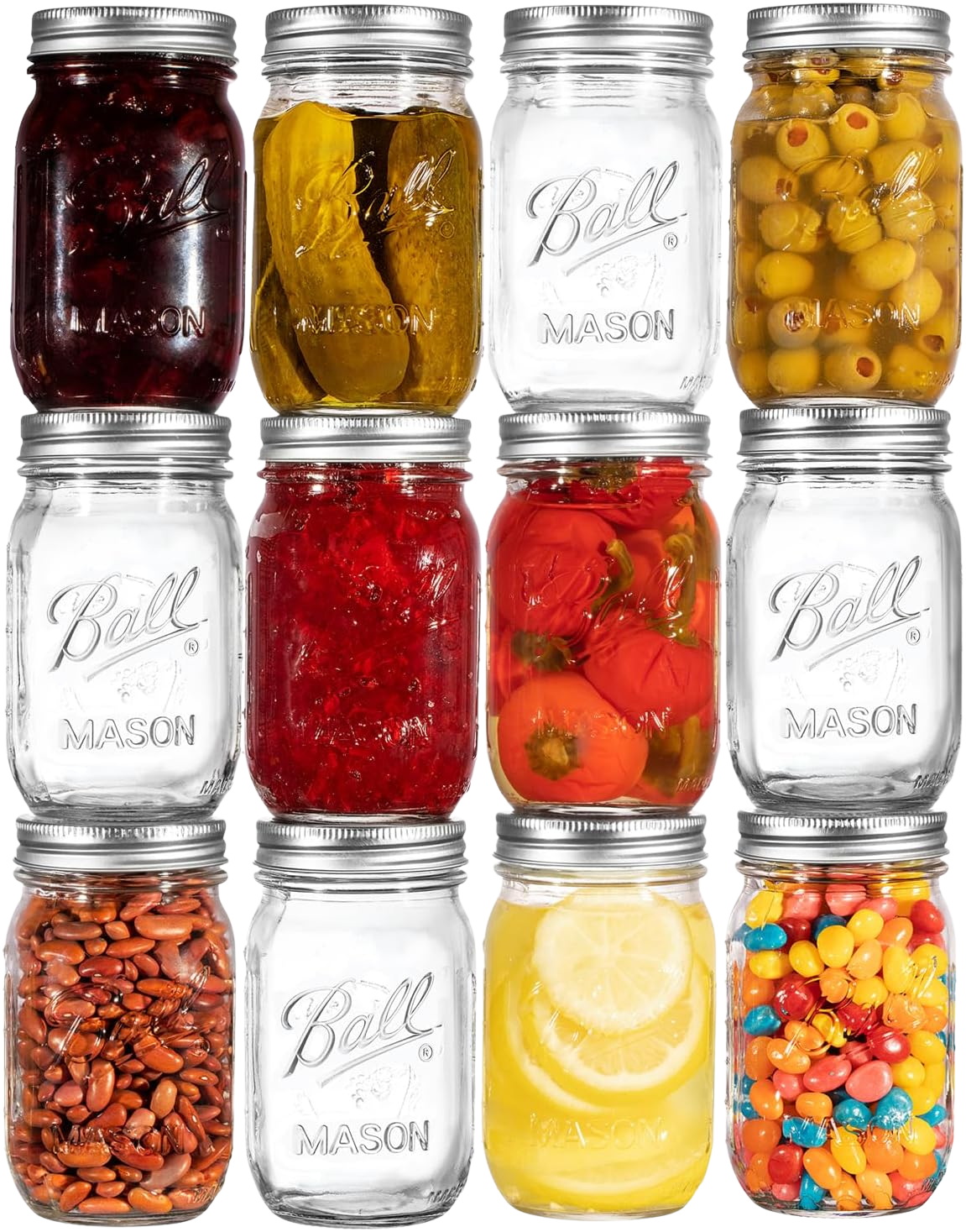 Ball Einmachgläser mit normaler Öffnung, 907 ml, 12 Stück – Pint-Größe mit luftdichten Deckeln und Bändern zum Einmachen, Fermentieren, Beizen, Mahlzeitenvorbereitung oder DIY-Dekorationen und