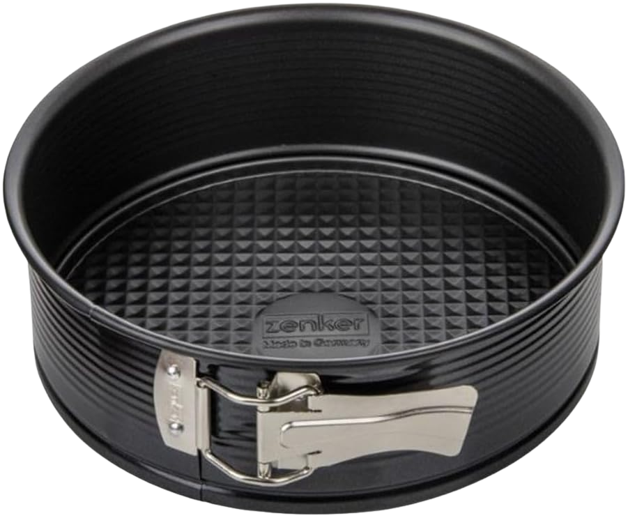 Zenker Springform Ø 20 cm, Backform mit Antihaftbeschichtung, runde Kuchenform mit Flachboden (Farbe: schwarz), Menge: 1 Stück